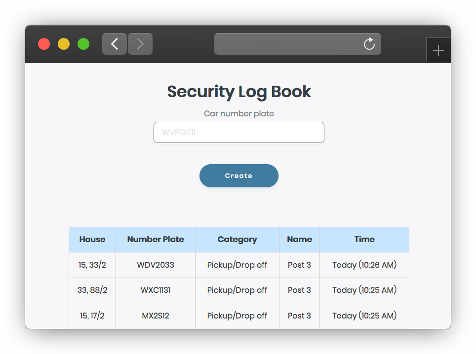 Screenshot of security page